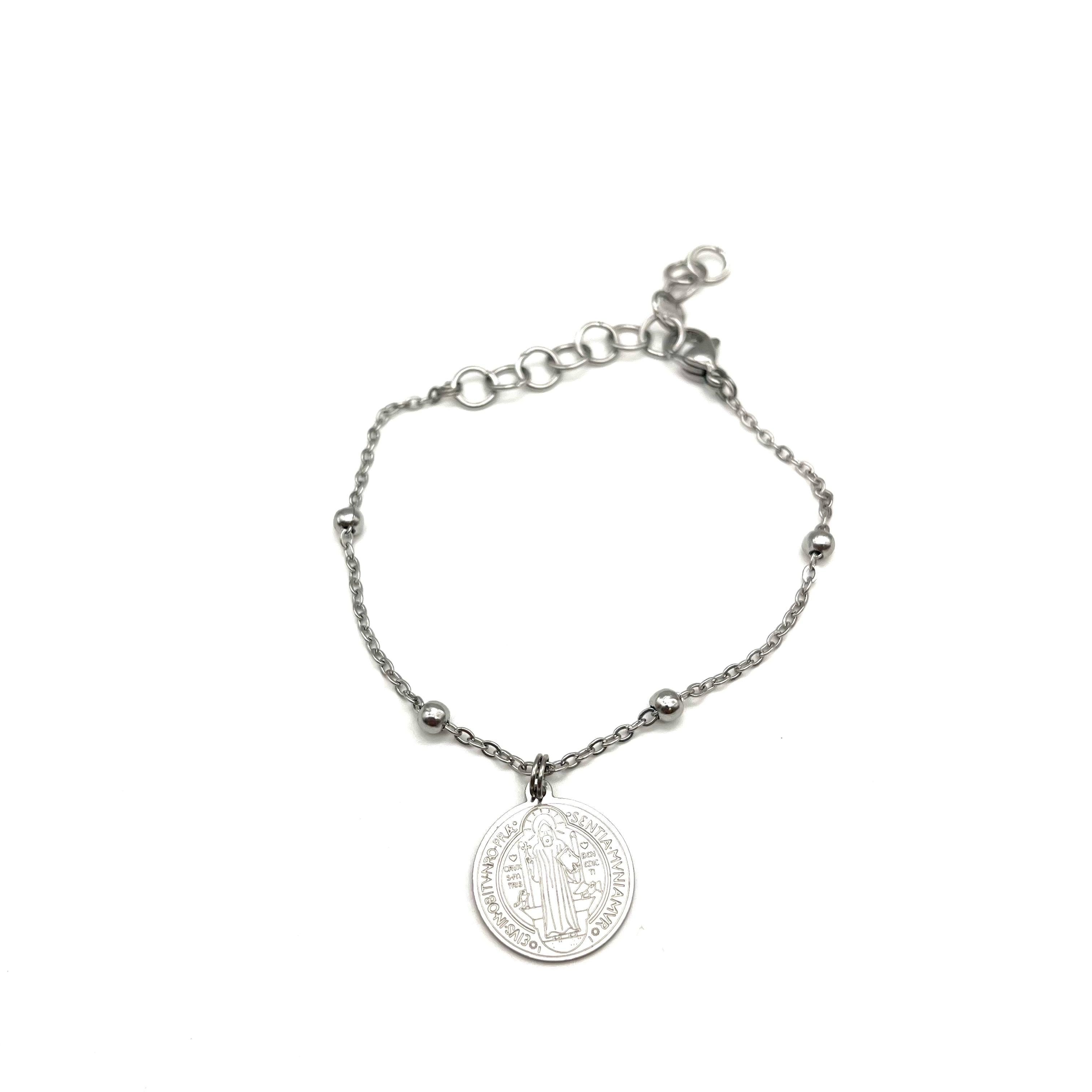 Bracciale San Benedetto in Acciaio – Fides et Protectio