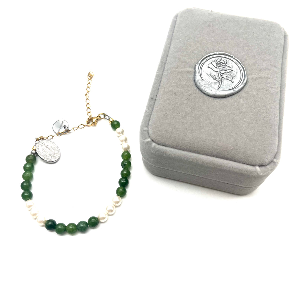 Bracciale Agata Verde e Perle – Mariae Spes