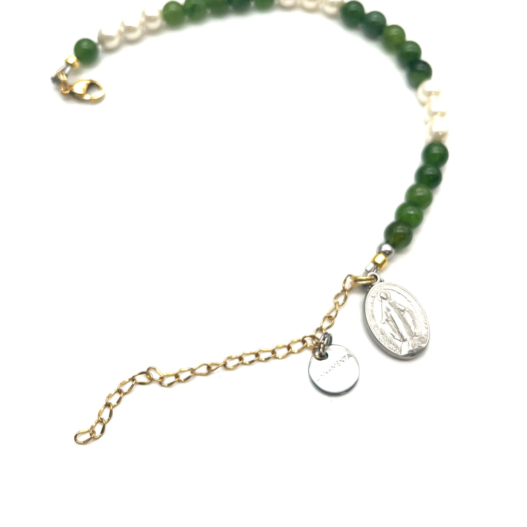 Bracciale Agata Verde e Perle – Mariae Spes