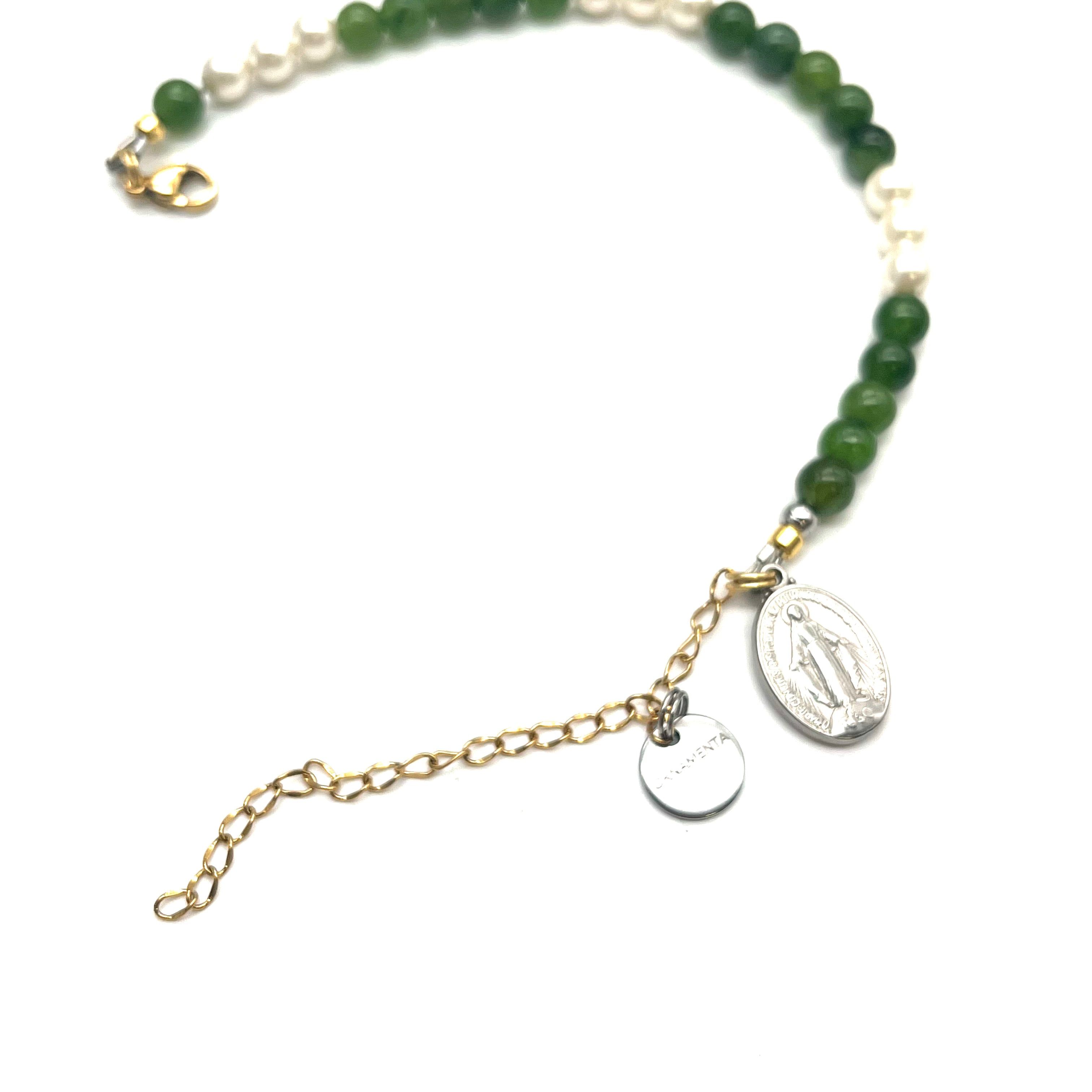 Bracciale Agata Verde e Perle – Mariae Spes