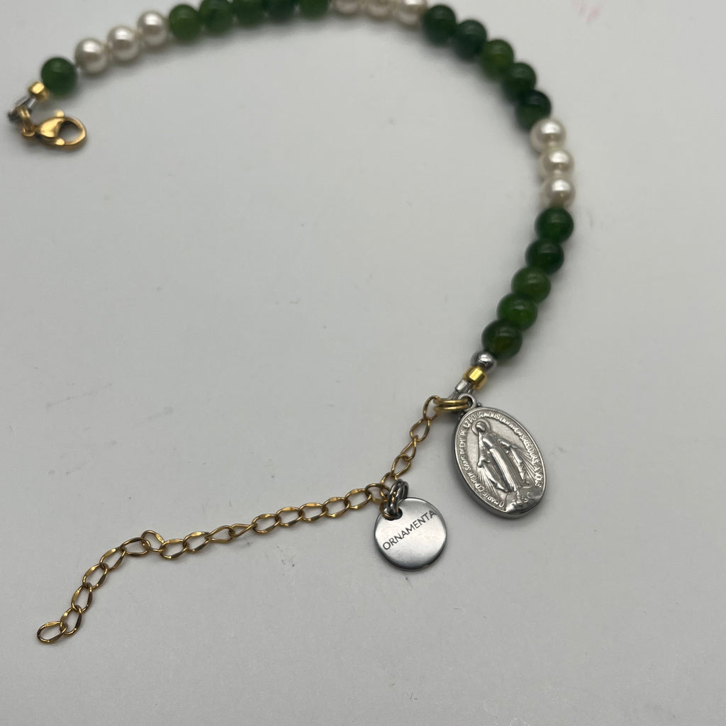 Bracciale Agata Verde e Perle – Mariae Spes