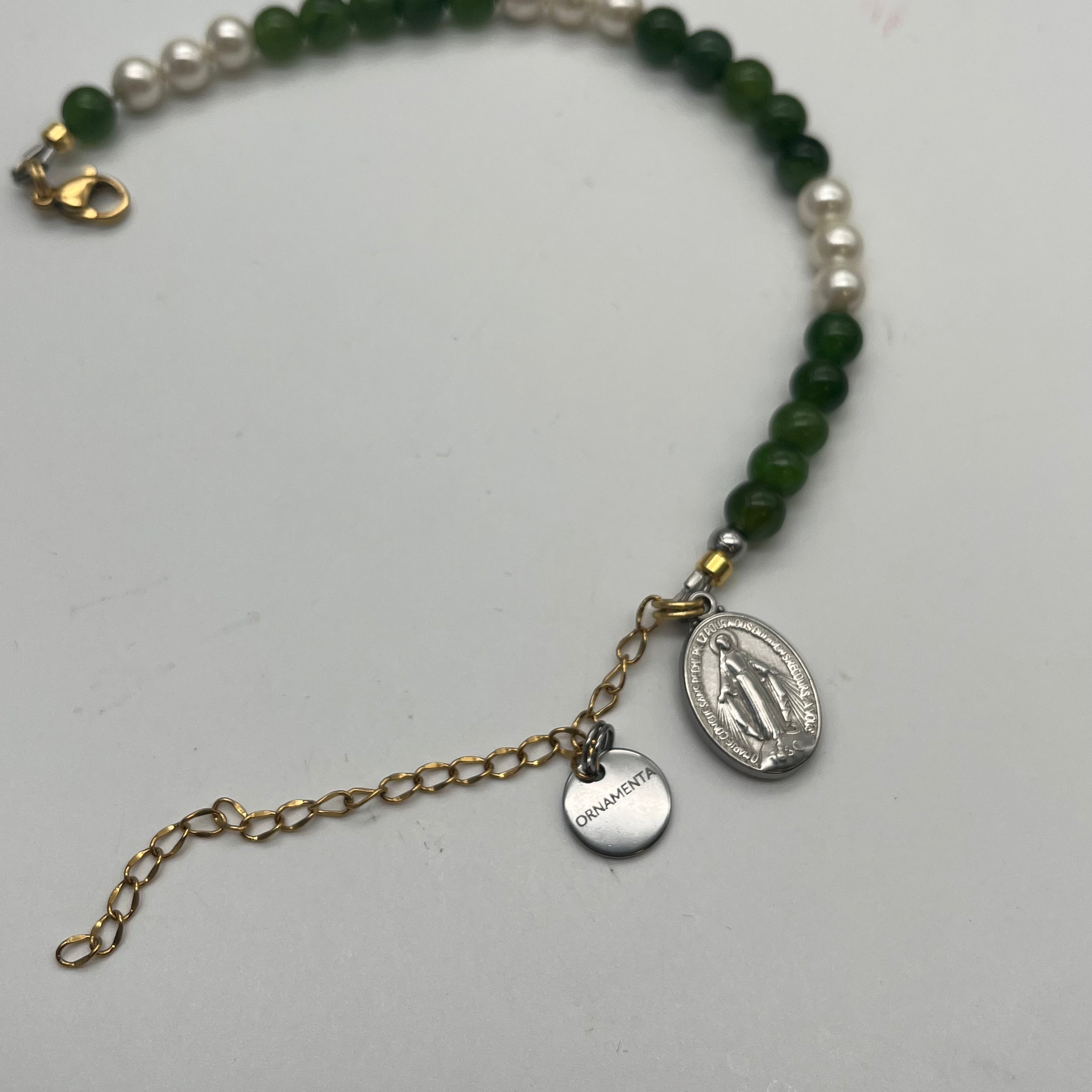 Bracciale Agata Verde e Perle – Mariae Spes