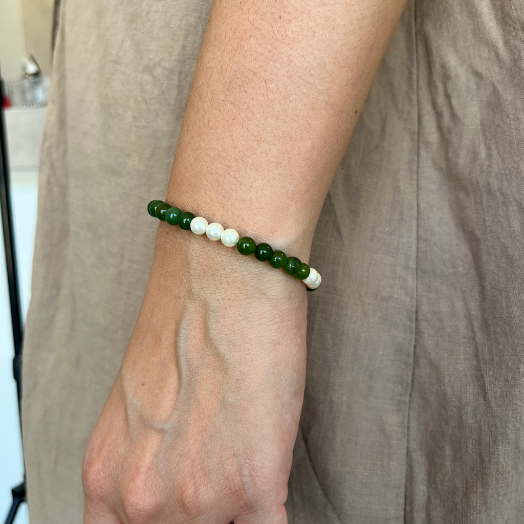 Bracciale Agata Verde e Perle – Mariae Spes