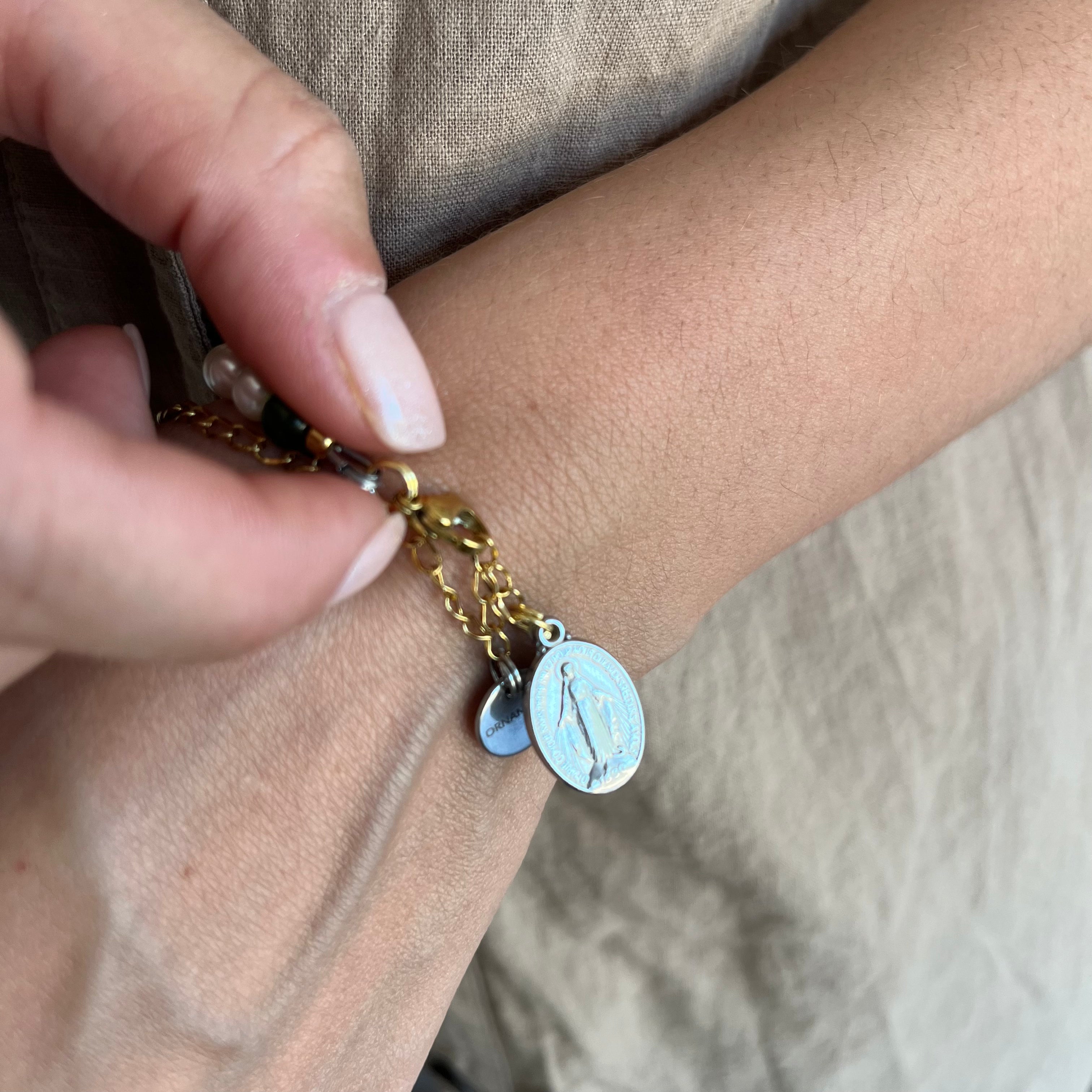 Bracciale Agata Verde e Perle – Mariae Spes