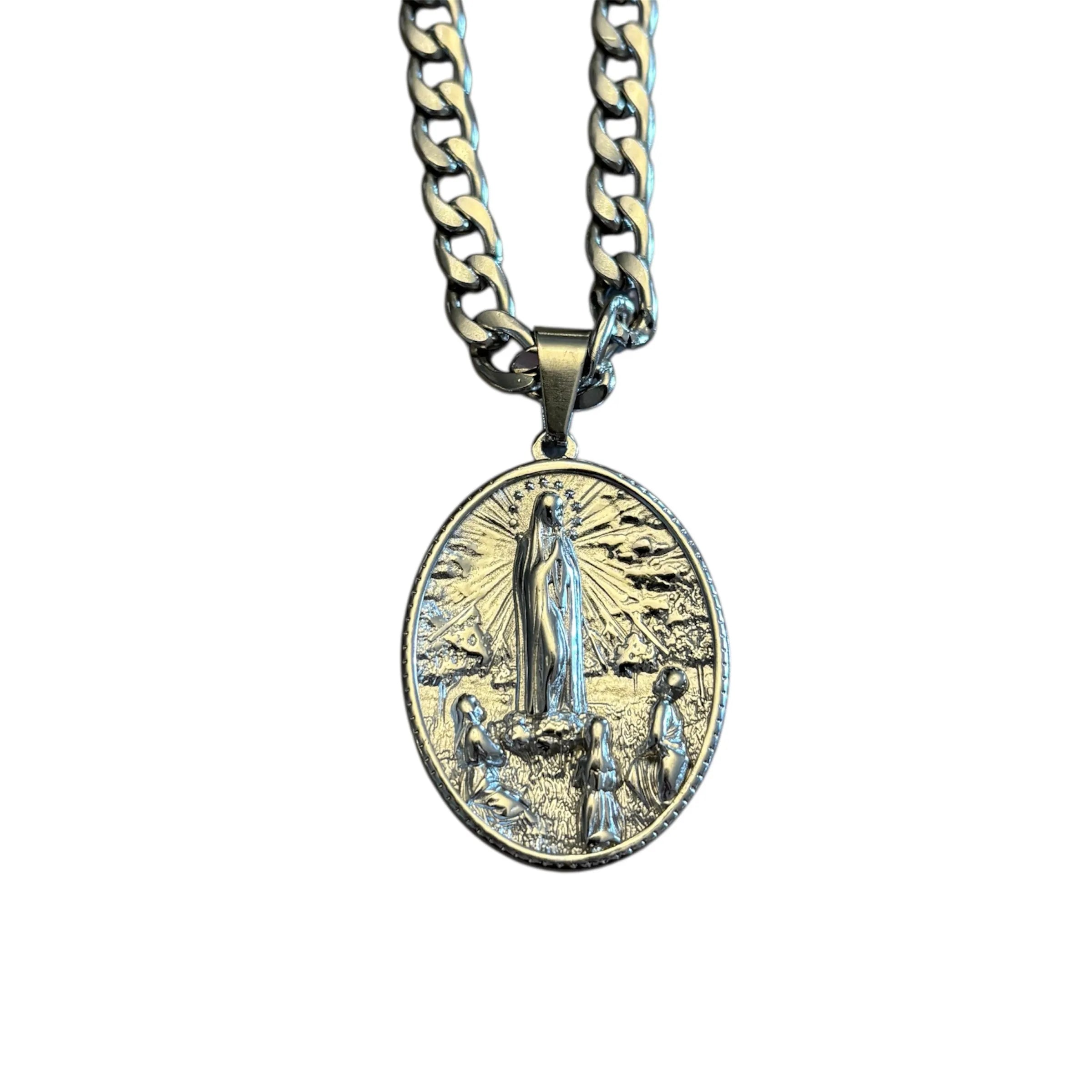 Collana Con Medaglione Madonna Di Fatima – Acciaio Inox