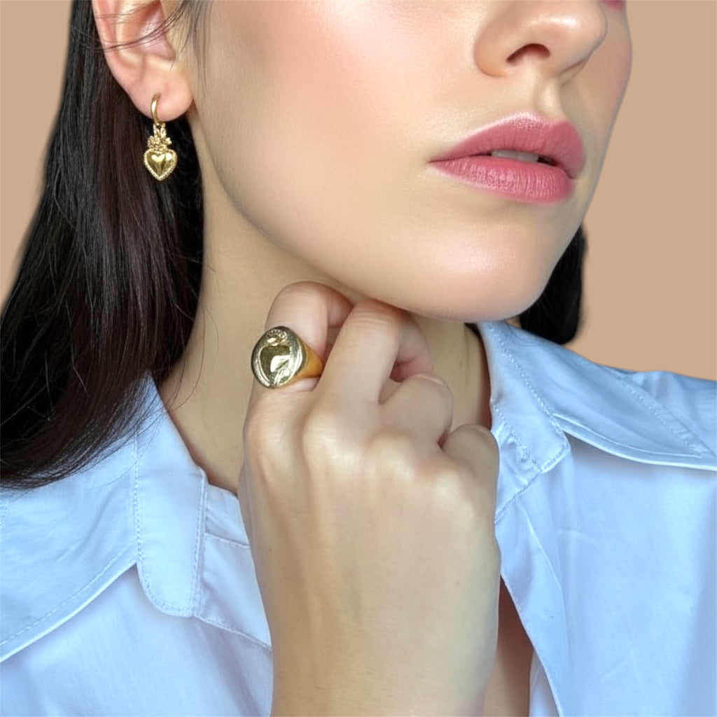 Orecchini pendenti Sacro Cuore - argentati